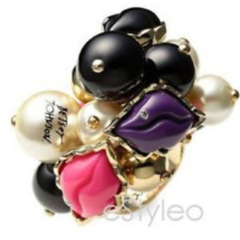 Betsey Johnson Ring First Date Pearl Cluster